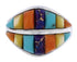 Silver Southwest Jewelry Multicolor Inlay Ring Size 6-3/4 MX23477